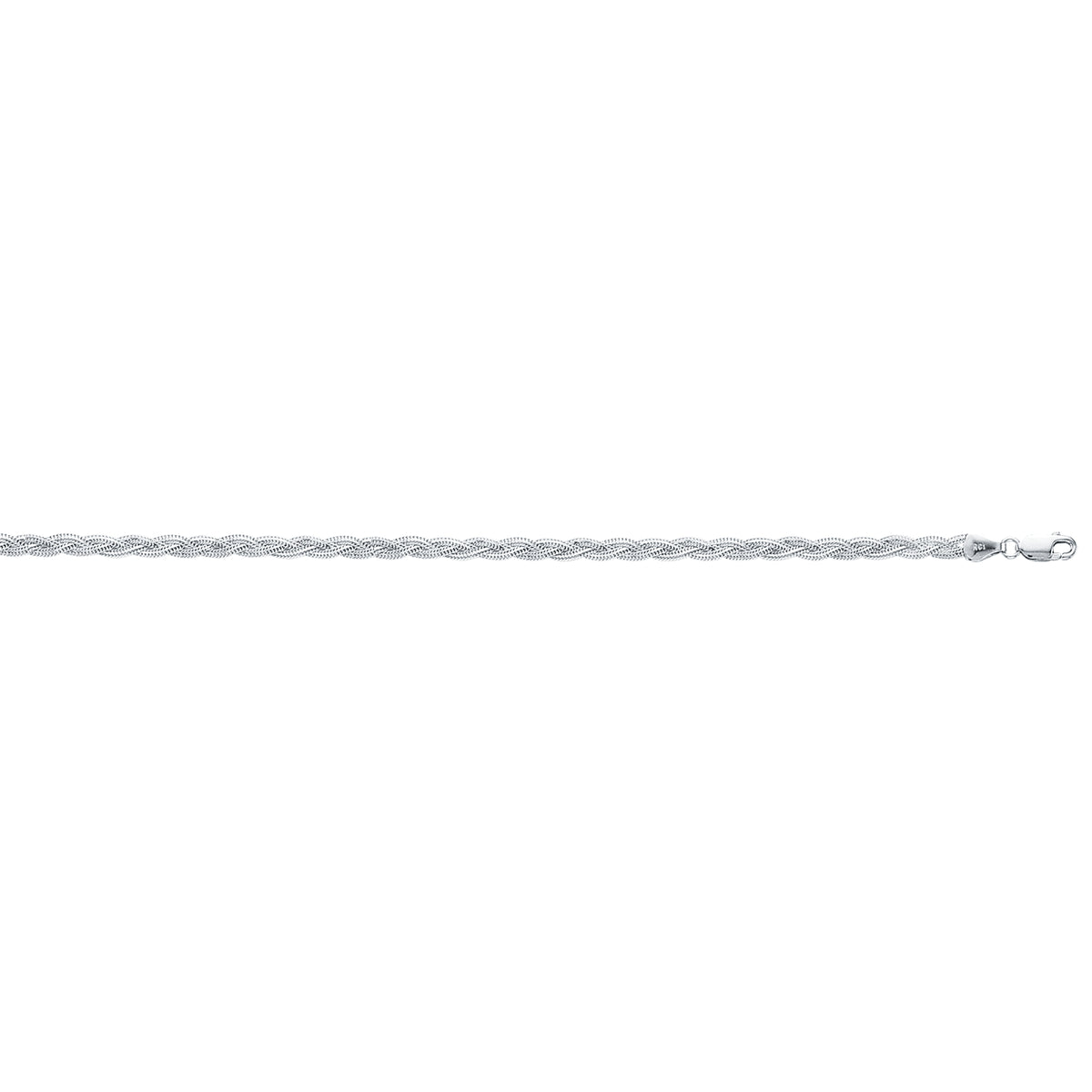 Braided Fox Chain in 14K White Gold — 10 Inches, 3.5mm