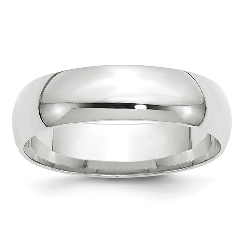 Comfort Fit Wedding Band in 14K White Gold — 6mm, Size 4.5