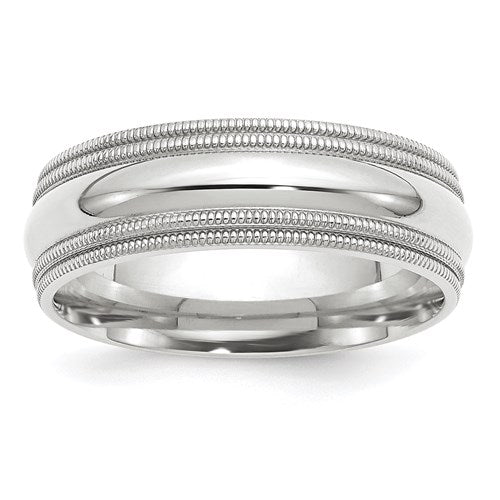Comfort Fit Wedding Band in 14K White Gold — 7mm, Size 7.5