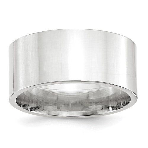 Flat Comfort Fit Wedding Band in 14K White Gold — 10mm, Size 10