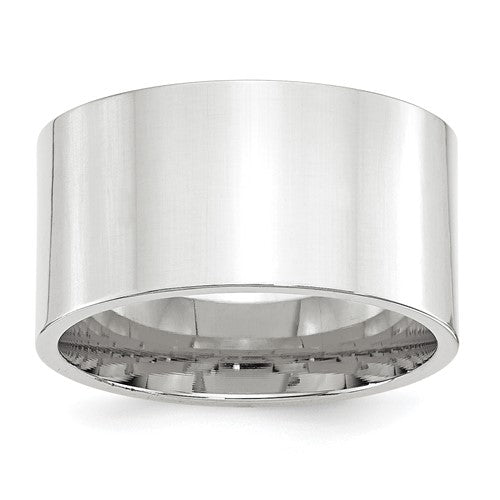 Flat Comfort Fit Wedding Band in 14K White Gold — 12mm, Size 8.5