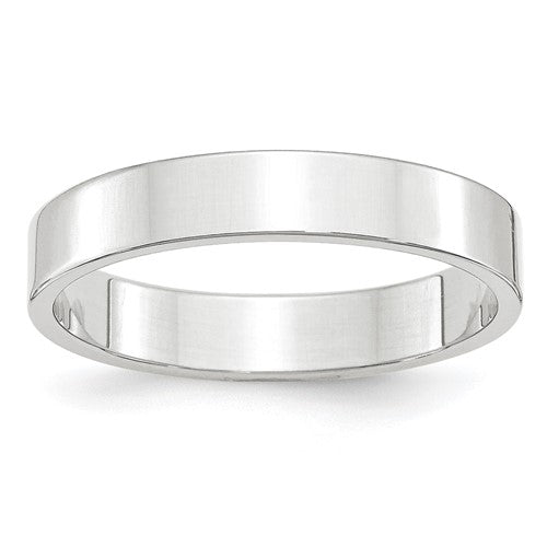 Flat Wedding Band in 14K White Gold — 4mm, Size 5