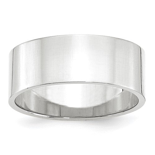 Flat Wedding Band in 14K White Gold — 8mm, Size 13