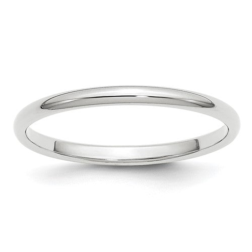 Half-Round Wedding Band in 14K White Gold — 2mm, Size 5.5