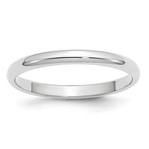 Half-Round Wedding Band in 14K White Gold — 2.5mm, Size 5