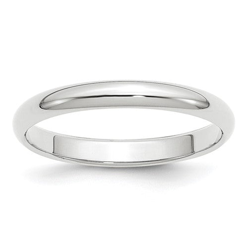 Half-Round Wedding Band in 14K White Gold — 3mm, Size 12