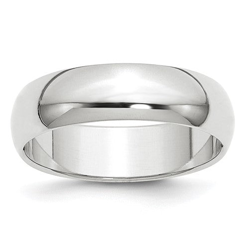 Half-Round Wedding Band in 14K White Gold — 6mm, Size 5.5