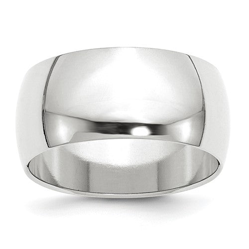 Half-Round Wedding Band in 14K White Gold — 10mm, Size 7.5