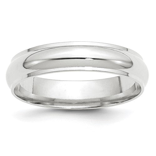 Half Round With Edge Wedding Band in 14K White Gold — 5mm, Size 8
