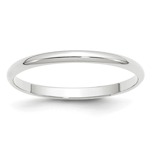 Half Round Wedding Band in 14K White Gold — 2mm, Size 4.5