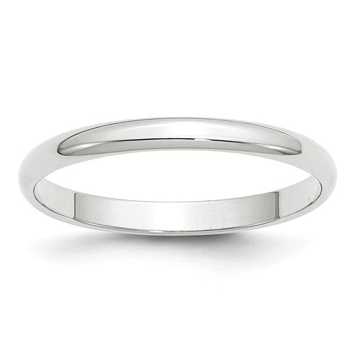 Half Round Wedding Band in 14K White Gold — 2.5mm, Size 11