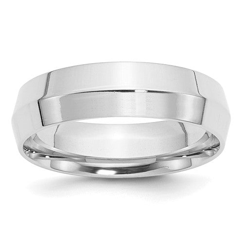 Knife Edge Comfort Fit Wedding Band in 14K White Gold — 6mm, Size 8