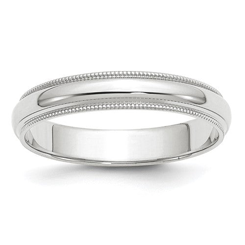 Half Round Wedding Band in 14K White Gold — 4mm, Size 8