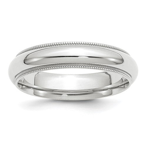 Half Round Comfort Fit Wedding Band in 14K White Gold — 5mm, Size 11