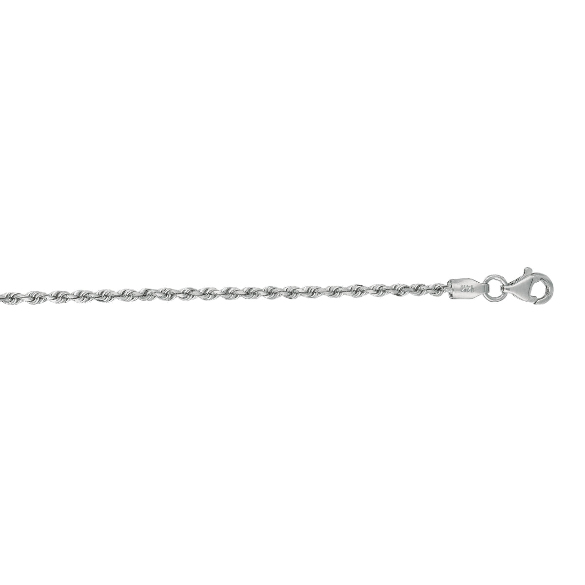 Diamond Cut Royal Rope Chain in 14K White Gold — 10 Inches, 1.9mm
