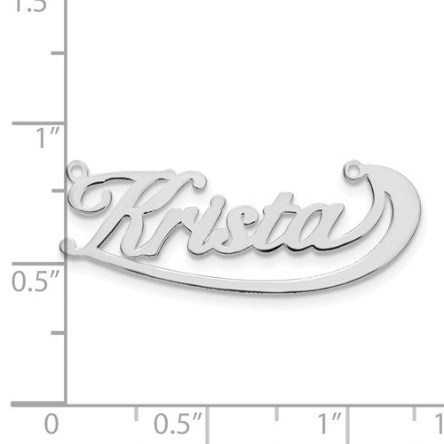 SS/Rhodium-plated Polished Under Swoop Judith Font Name Plate