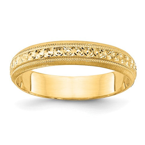 Etched Wedding Band in 14K Yellow Gold — 3mm, Size 8