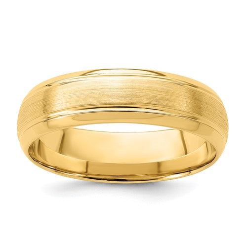 Comfort Fit Line Edge Wedding Band in 14K Yellow Gold — 6mm, Size 8