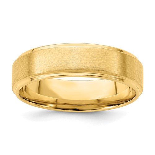 Comfort Fit Stepped Edge Wedding Band in 14K Yellow Gold — 6mm, Size 9