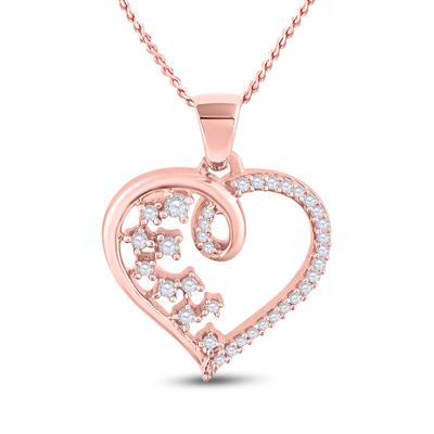 10K ROSE GOLD ROUND DIAMOND SCATTERED HEART PENDANT 1/8 CTTW