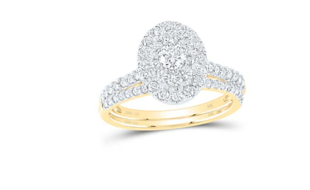 1CTW-DIA NK 1/5CT-CRD BRIDAL SET DOUBLE HALO