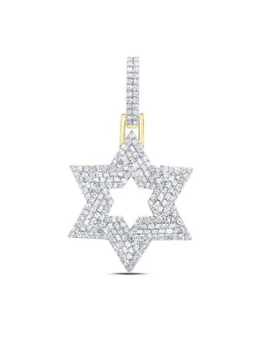 1 CTW-DIA NK STAR OF DAVID MEN'S CHARM