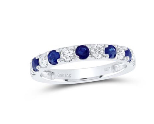 1/2CTW-DIA NKE 1/2CT-RD-SAPP NAT GEM ANNIVERSARY BAND