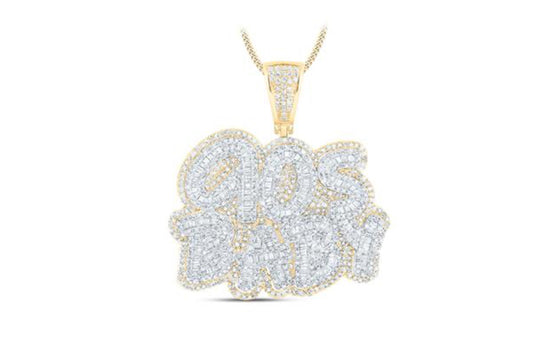 10K YELLOW GOLD ROUND DIAMOND 90S BABY PHRASE CHARM PENDANT 3-3/8 CTTW