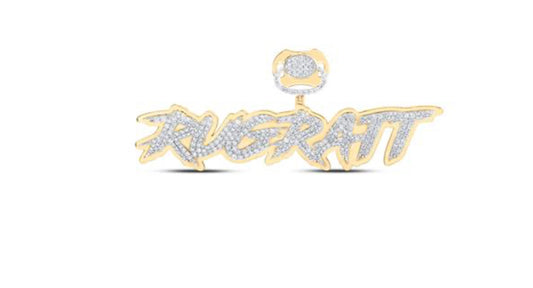 10K YELLOW GOLD ROUND DIAMOND RUGRATT CHARM PENDANT 2-5/8 CTTW