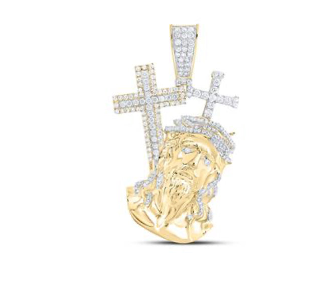 1 1/3CTW-DIA NK JESUS CROSS MENS CHARM