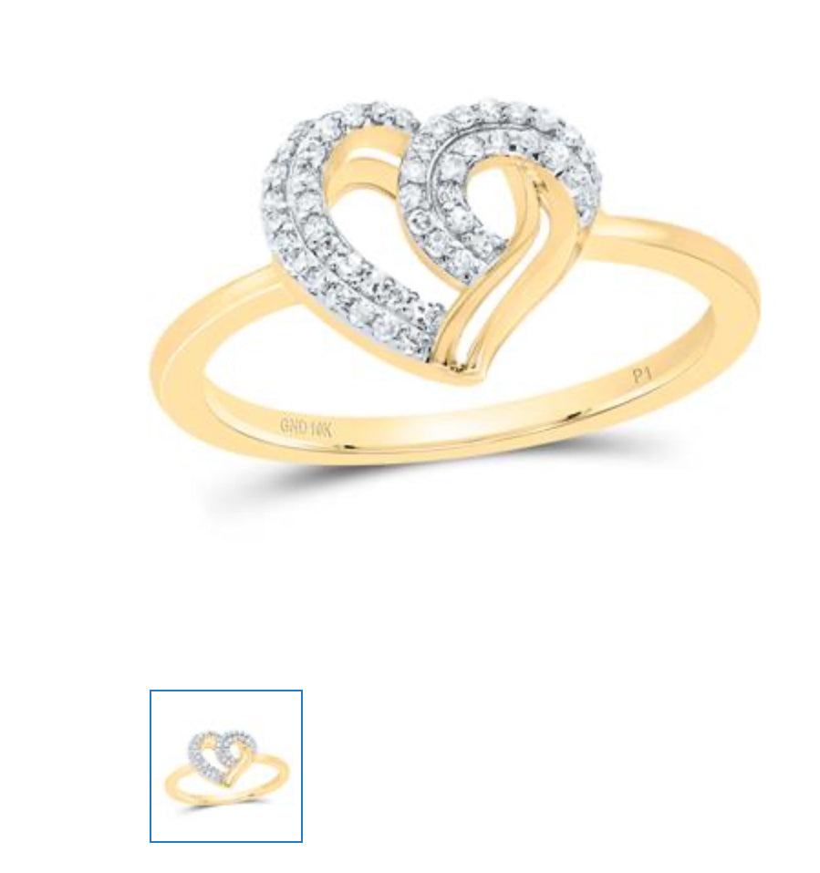 1/6CTW-DIA P1 GIFT HEART RING