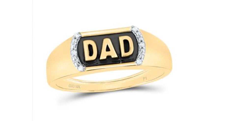 10K YELLOW GOLD ROUND DIAMOND DAD BAND RING .02 CTTW