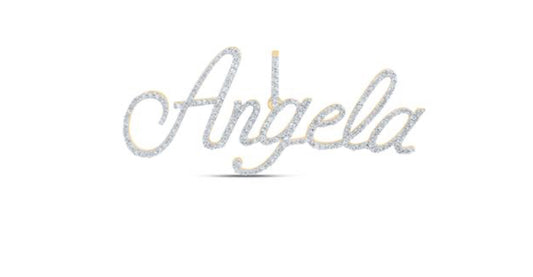 10K YELLOW GOLD ROUND DIAMOND ANGELA NAME PENDANT 1 CTTW