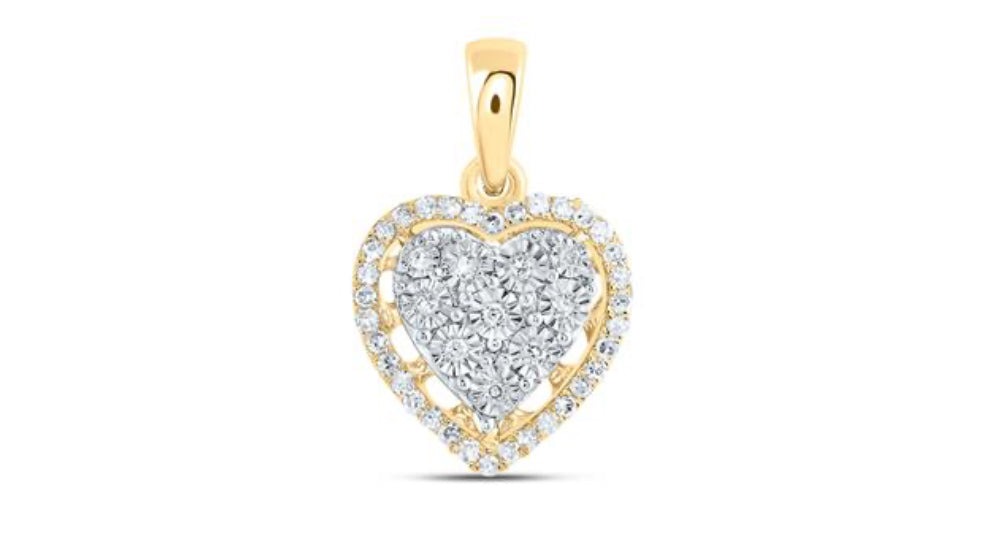 Diamond Gift Heart Pendant in 10K Gold — 1/8 Carat Total Weight