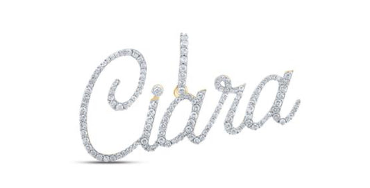 10K YELLOW GOLD ROUND DIAMOND CIARA NAME PENDANT 3/4 CTTW