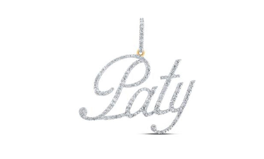 10K YELLOW GOLD ROUND DIAMOND PATY NAME PENDANT 3/4 CTTW