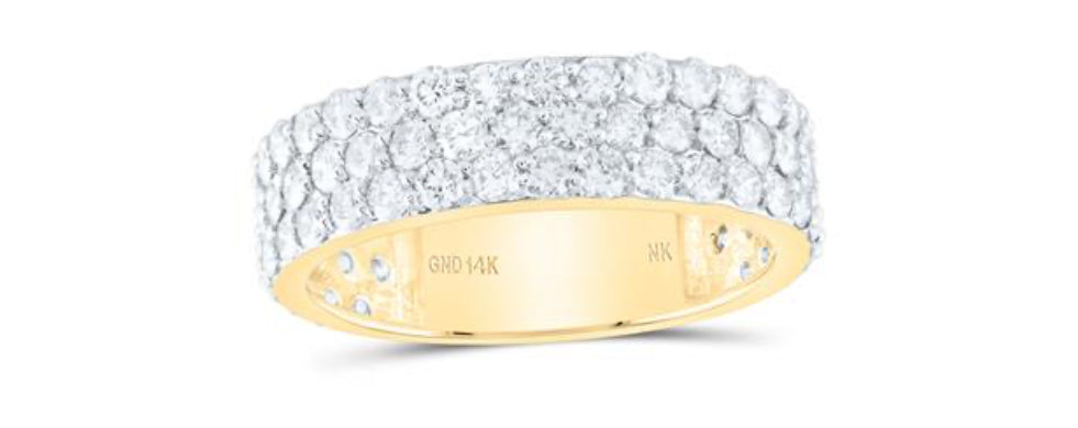 14K YELLOW GOLD ROUND DIAMOND PAVE BAND RING 2-7/8 CTTW