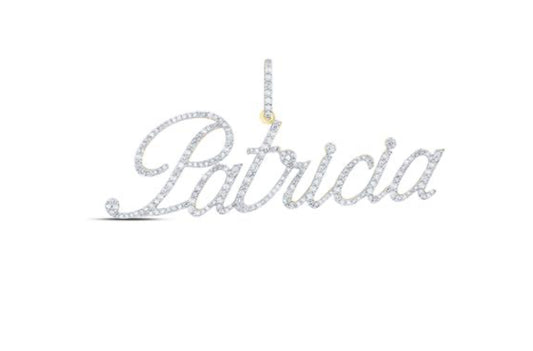 10K YELLOW GOLD ROUND DIAMOND PATRICIA NAME PENDANT 1 CTTW