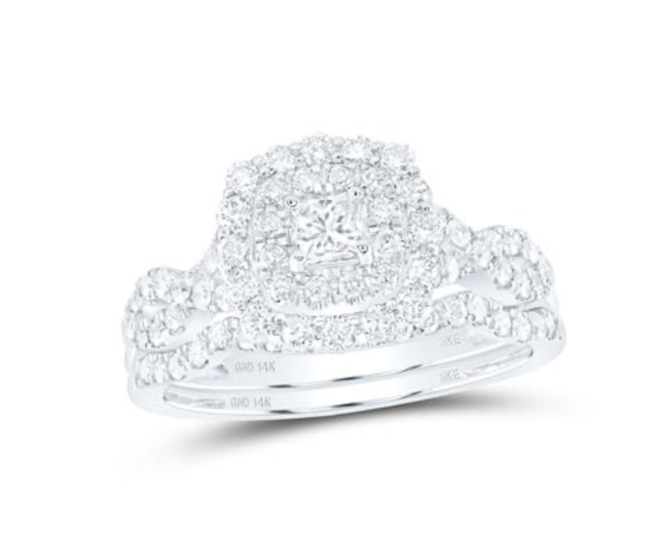 1CTW-DIA NKE 1/5CT-CPR BRIDAL SET DOUBLE HALO