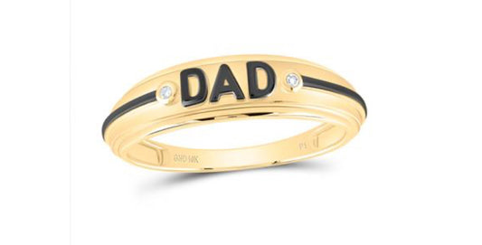 10K YELLOW GOLD ROUND DIAMOND DAD BAND RING .01 CTTW