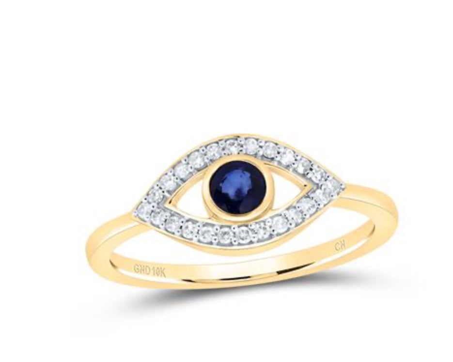 1/8CTW-DIA CN 3.8MM-RD-BS, NAT GEM EYE RING