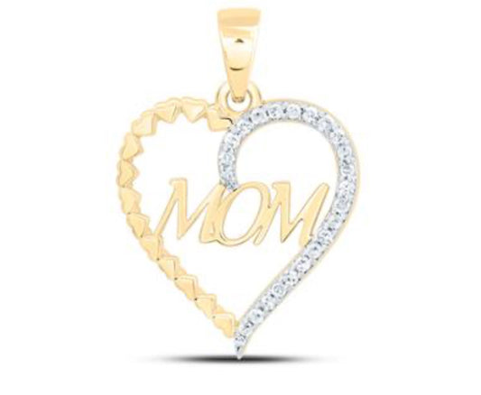 1/10CTW-DIA P1 GIFT "MOM" HEART PENDANT