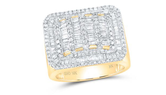 10K YELLOW GOLD BAGUETTE DIAMOND RECTANGLE FASHION RING 2-1/3 CTTW