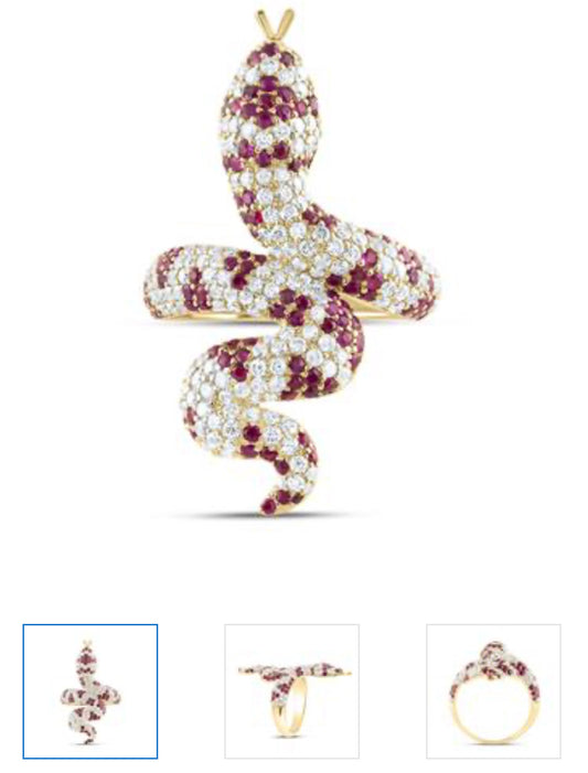 1 7/8CTW-DIA ANA M COGNAC NATURAL BROWN SNAKE RING