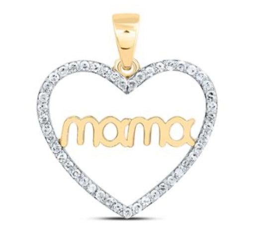 1/5CTW-DIA P1 GIFT "MAMA" HEART PENDANT