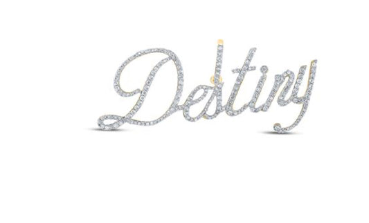 10K YELLOW GOLD ROUND DIAMOND DESTINY NAME PENDANT 1 CTTW