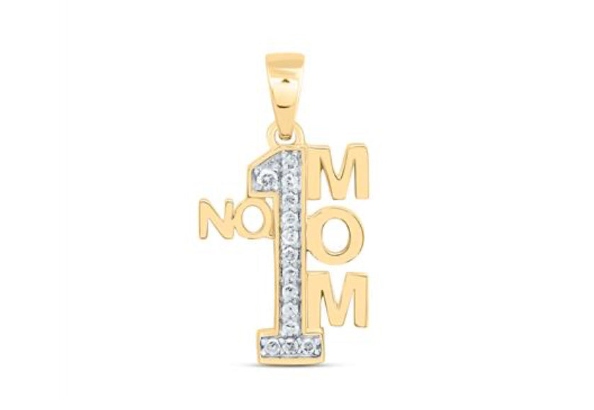 1/10CTW-DIA P1 GIFT "NO 1 MOM" PENDANT