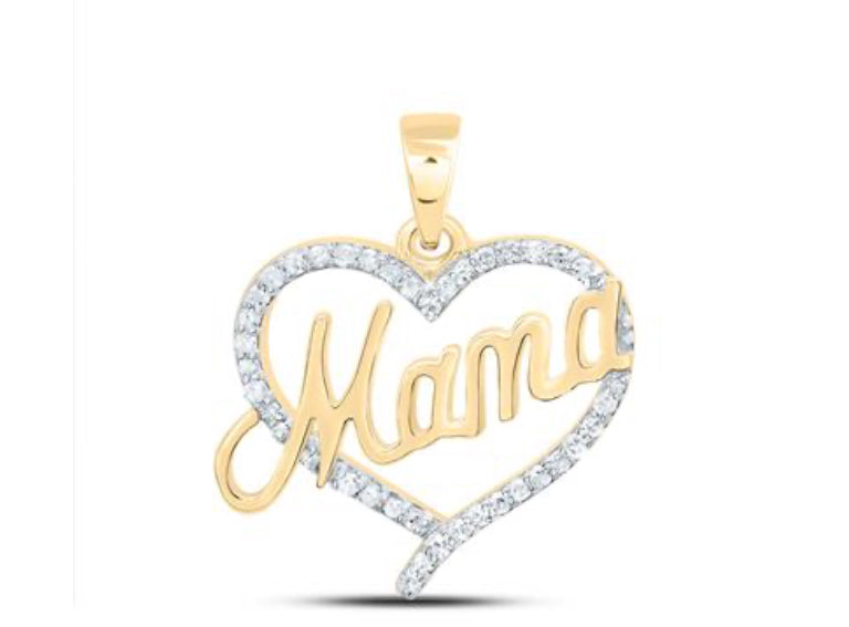 1/6CTW-DIA P1 GIFT "MOM" HEART PENDANT