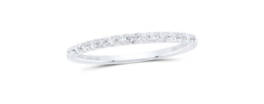 14K WHITE GOLD ROUND DIAMOND WEDDING SINGLE ROW BAND 1/6 CTTW SIZE 5