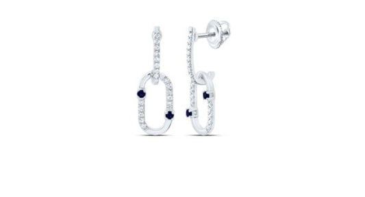 1/6CTW-DIA CN 1/20CT RD-BS NAT GEM PAPER CLIP DANGLING EARRING